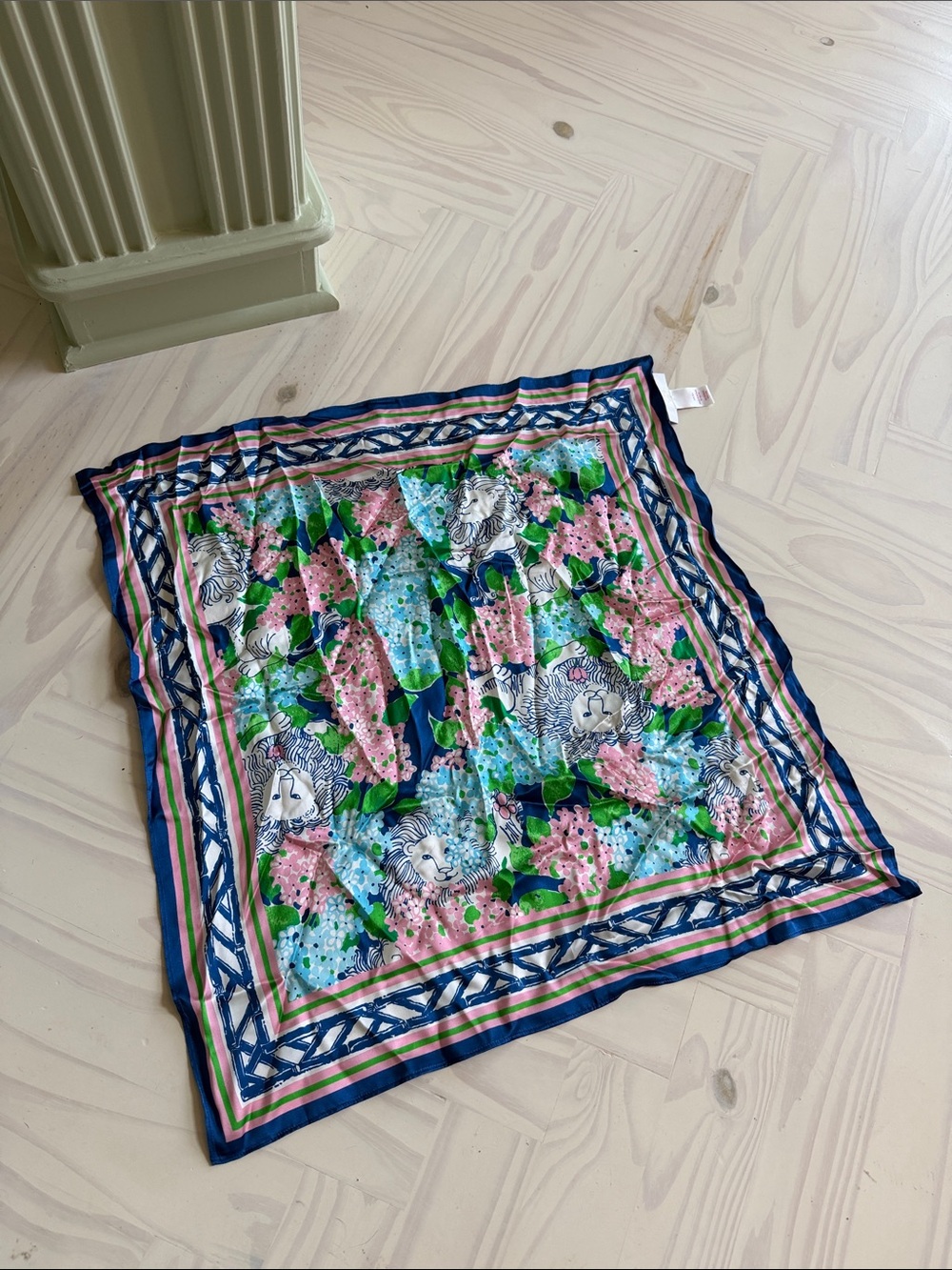 Lilly Pulitzer Floral Square Scarf - Pink, Green & Navy